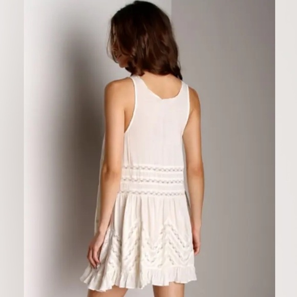 Intimately Free People Sz XS Voile Trapeze Slip Mini Dress White Nylon Lace - Picture 6 of 9